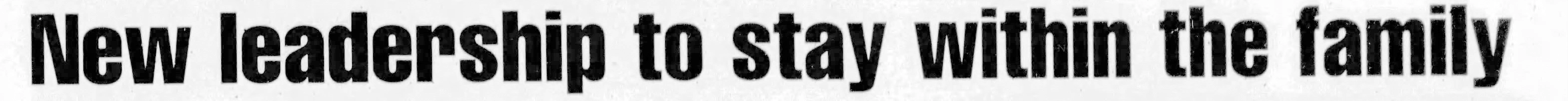 South Jersey Times headline: New leadership to stay within the family, 2014