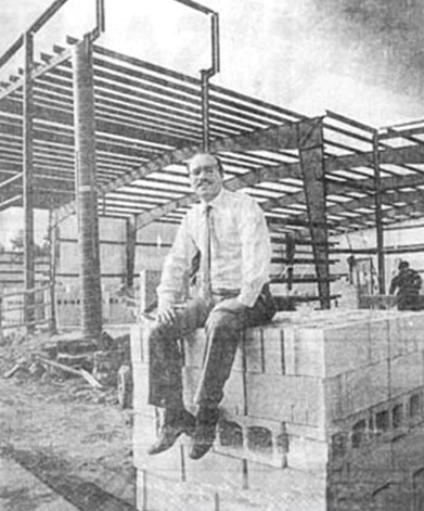 Tom Bellia at the construction site of the new North Broad Street facility Woodbury NJ, Gloucester County Times 1985