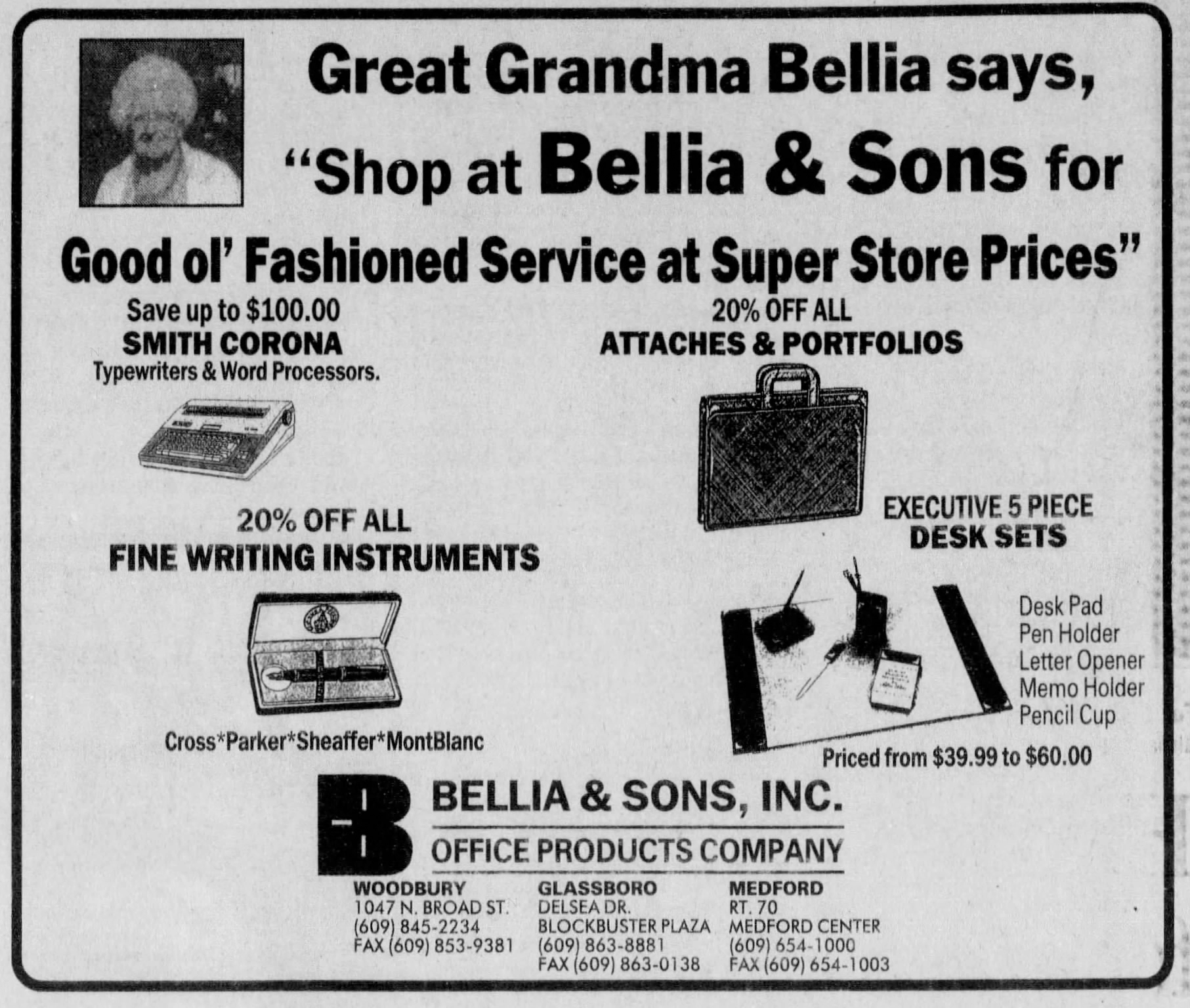 Great Grandma Francesca Bellia in Bellia and Sons Philadelphia Inquirer holiday ad 1993