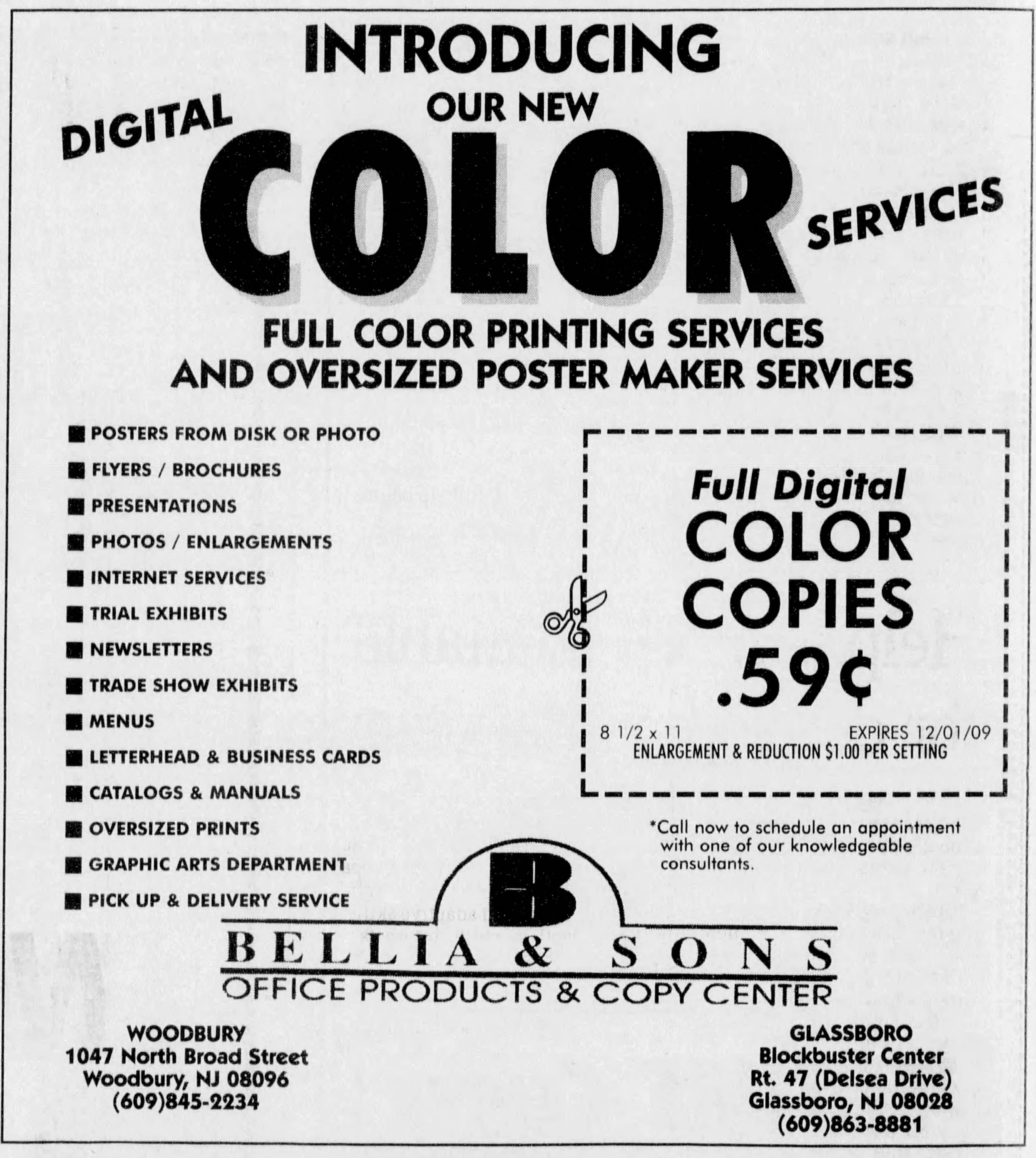 Bellia and Sons Introducing Digital Color Services ad October 1998