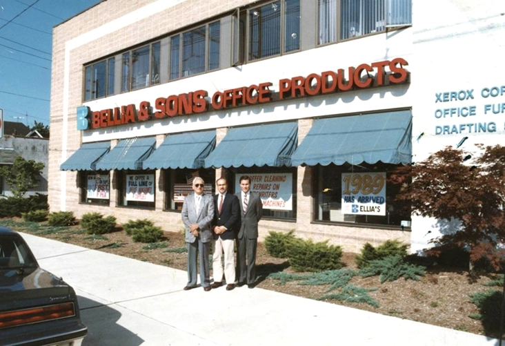 Bellia and Sons Office Products storefront at 1047 North Broad Street Woodbury NJ, 1989