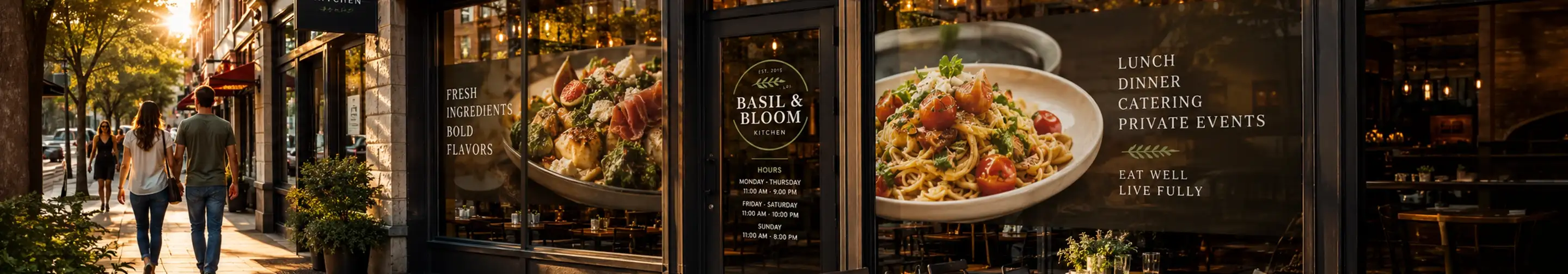 Custom window clings and storefront window graphics — Bellia Design, Print & Mail, Woodbury NJ