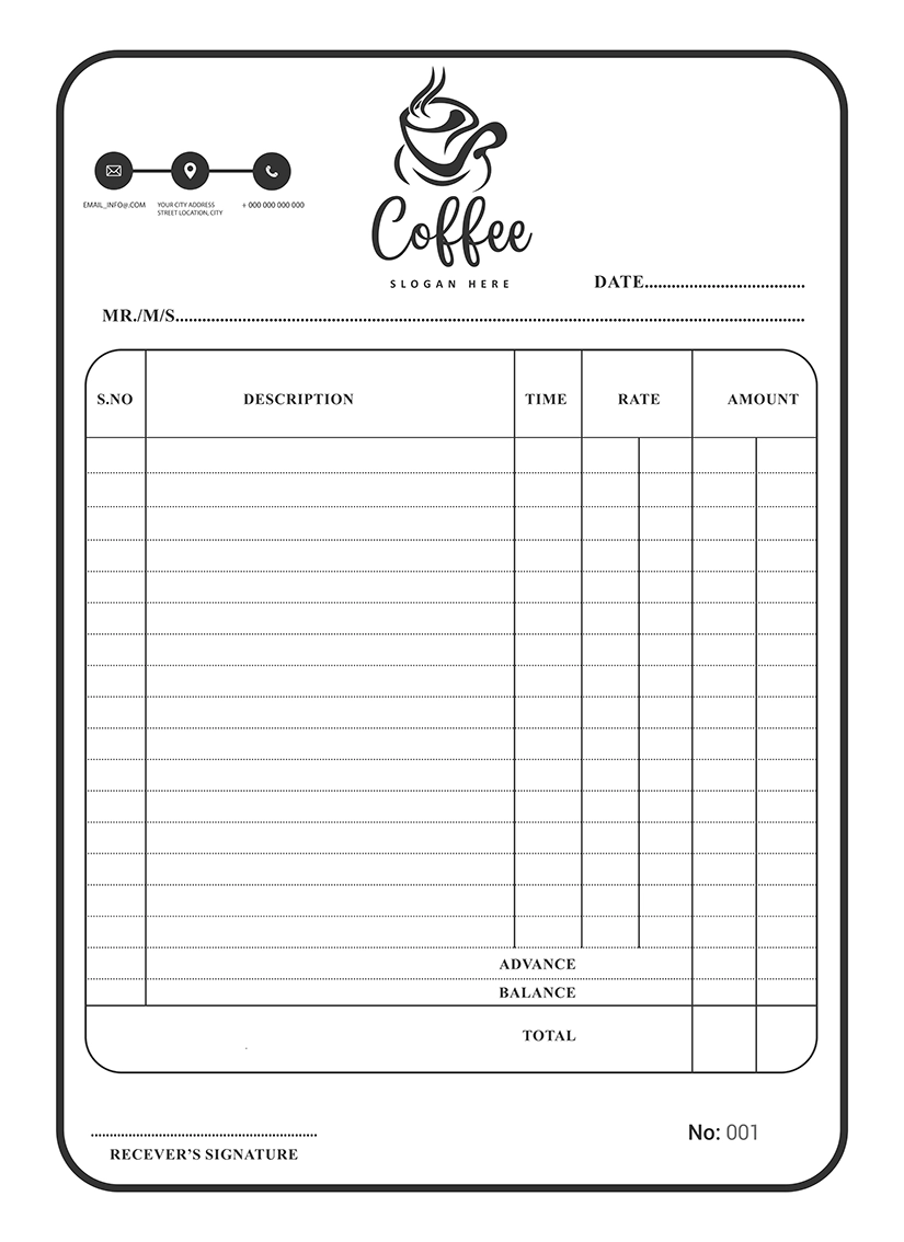 Sample 5.5x8.5 NCR invoice form