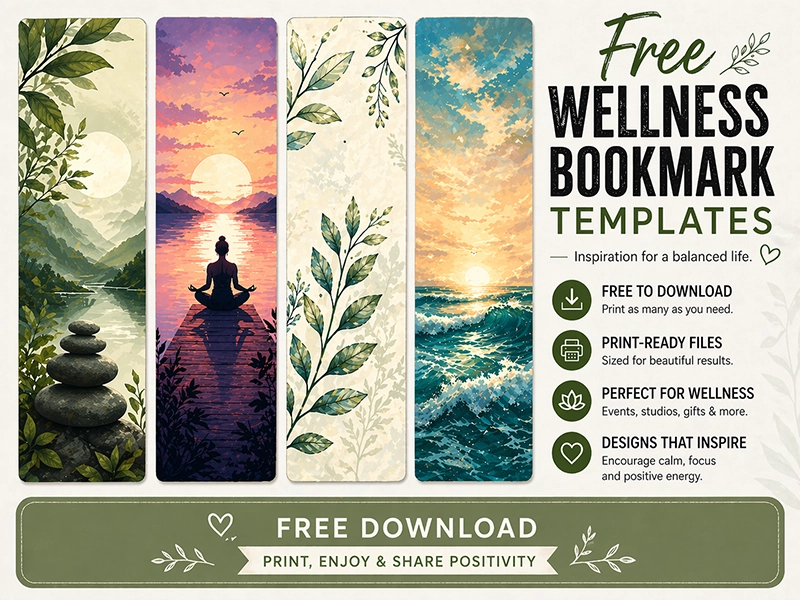 Bellia Wellness ready-to-print bookmark designs